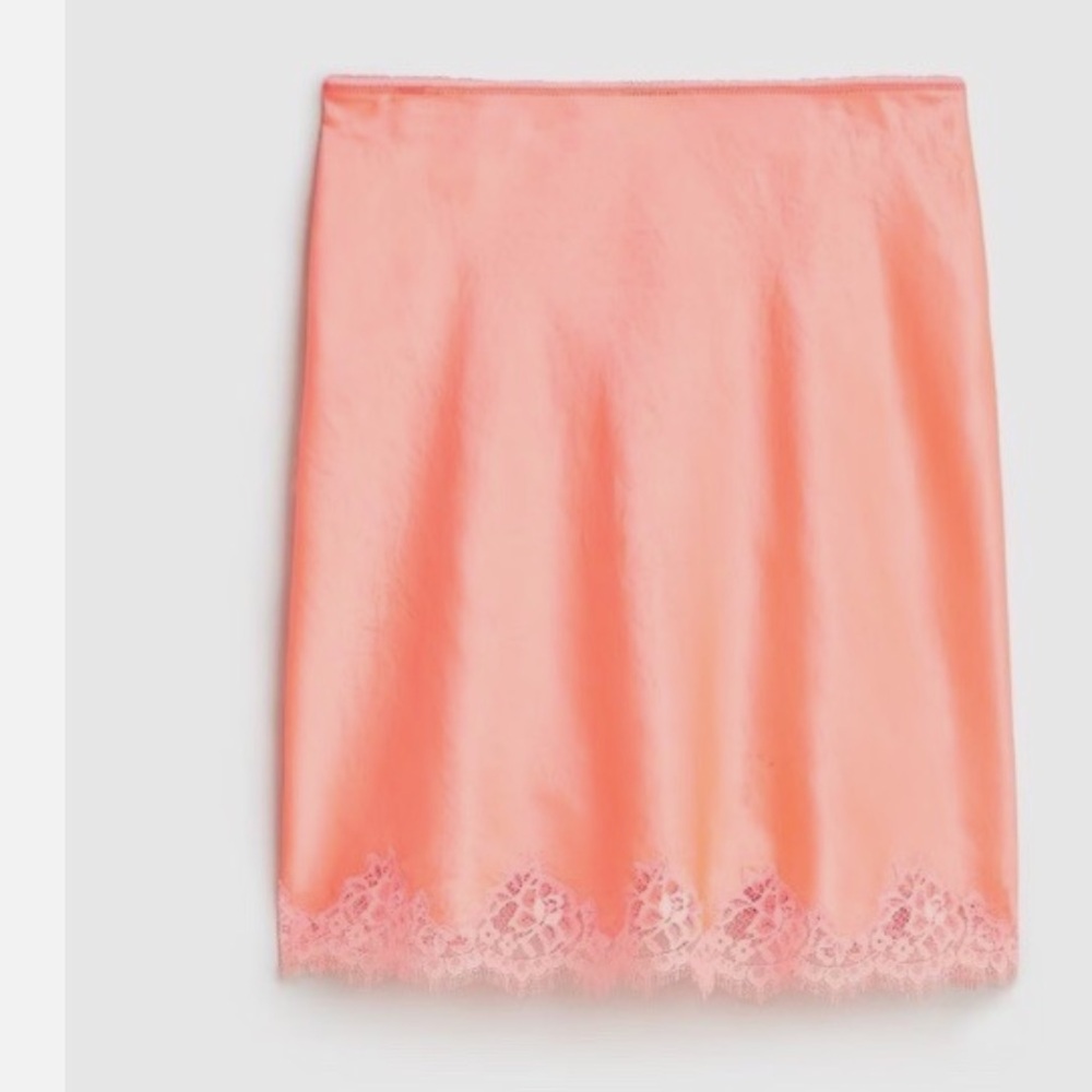 JCrew Gwen lace-trim slip skirt in textured satin NWT size XL